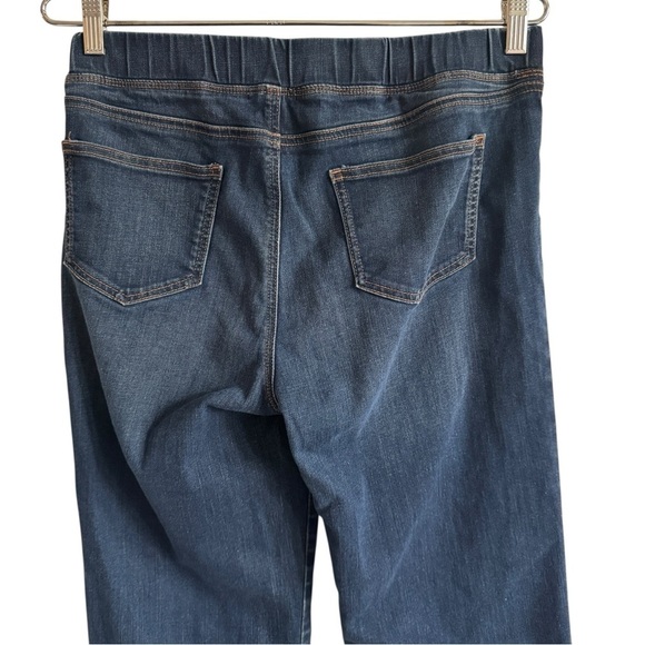 Eileen Fisher Frayed Hem Pull-On Ankle Jeans, Dark Wash, Size S - Picture 7 of 8